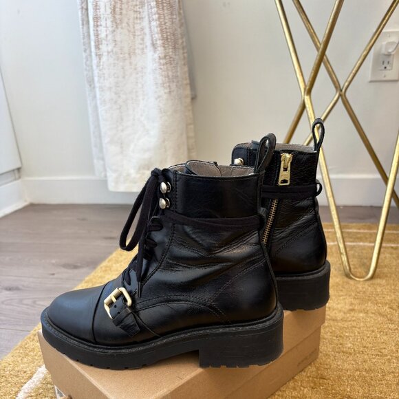 All Saints Donita Leather Ankle Combat Boots - Picture 5 of 15